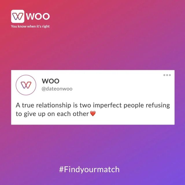 A perfect relationship isn’t perfect at all, it takes two people who don’t give up on each other. ❤️ . . . . . . . . . . . #woo #wooindia #datingappthatwomenlove #virtualdating #loveunlocked #unlockthemagic #unlockpossibilities #love #couples #relationshipgoals #bae #soulmates #getwooed #findyourmatch