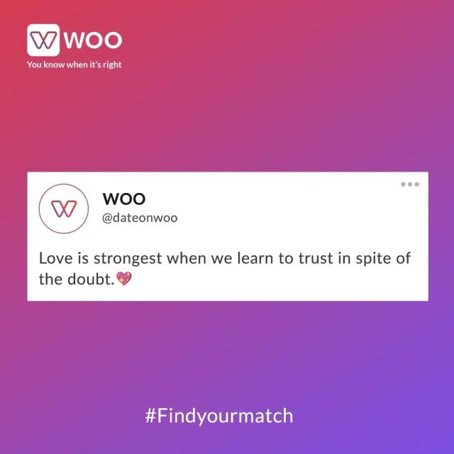 A healthy relationship is built on unwavering trust and a lot of love.💞 . . . . . . . . . . . #woo #wooindia #datingappthatwomenlove #virtualdating #loveunlocked #unlockthemagic #unlockpossibilities #love #couples #relationshipgoals #bae #soulmates #getwooed #findyourmatch